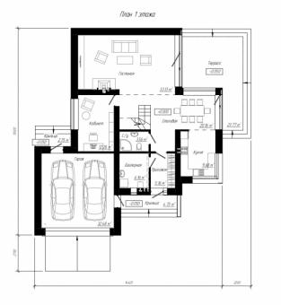Двухэтажный дом с гаражом на две машины, террасой и балконом