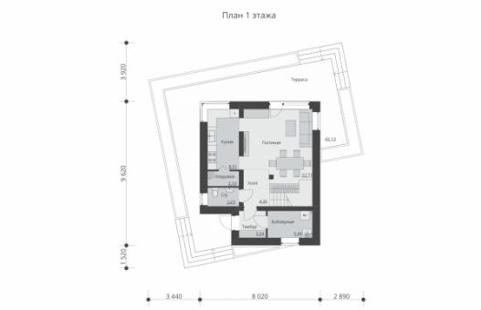 Проект двухэтажного дома с террасой